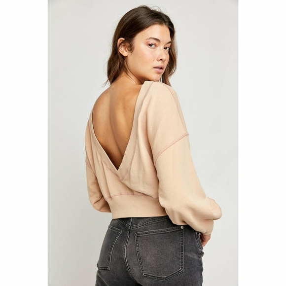 FREE PEOPLE PEACH TAKE ME BACK PULLOVER SWEATSHIRT TOP SZ xS 22" - Picture 6 of 8